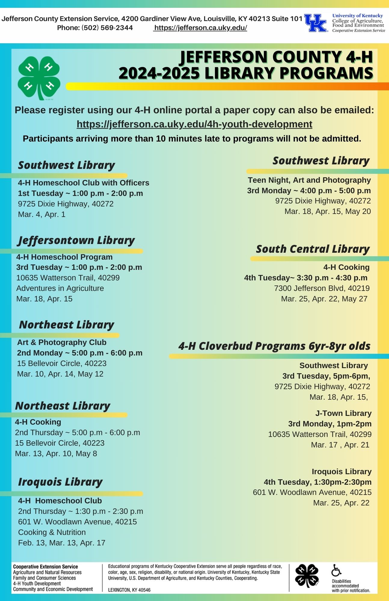 4H 2025 Library Programs Flyer